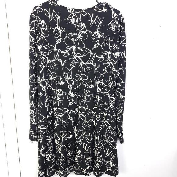 Nine West Dress Womens XL Fixed Wrap Surplice Clasp Artsy Abstract Stretchy - Picture 2 of 9